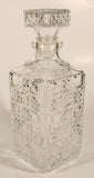Vintage Diamond Pattern Square Shaped Clear Glass Whiskey Decanter Bottle