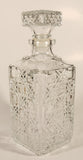 Vintage Diamond Pattern Square Shaped Clear Glass Whiskey Decanter Bottle