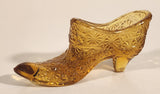Vintage Fenton Orange Amber Daisy Button High Heel Shoe Art Glass Ornament