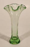 Vintage 1930s Ruffled Edge Lime Green Depression Glass Vase