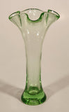 Vintage 1930s Ruffled Edge Lime Green Depression Glass Vase