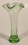 Vintage 1930s Ruffled Edge Lime Green Depression Glass Vase