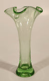 Vintage 1930s Ruffled Edge Lime Green Depression Glass Vase