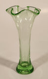 Vintage 1930s Ruffled Edge Lime Green Depression Glass Vase