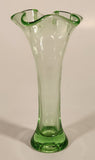 Vintage 1930s Ruffled Edge Lime Green Depression Glass Vase