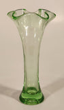 Vintage 1930s Ruffled Edge Lime Green Depression Glass Vase