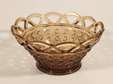 Vintage Imperial Glass Lattice Perforated Dotted Lace Basket Style Star Pattern Base 5 1/2" Light Brown Amber Glass Candy Dish