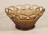 Vintage Imperial Glass Lattice Perforated Dotted Lace Basket Style Star Pattern Base 5 1/2" Light Brown Amber Glass Candy Dish
