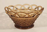 Vintage Imperial Glass Lattice Perforated Dotted Lace Basket Style Star Pattern Base 5 1/2" Light Brown Amber Glass Candy Dish