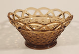 Vintage Imperial Glass Lattice Perforated Dotted Lace Basket Style Star Pattern Base 5 1/2" Light Brown Amber Glass Candy Dish