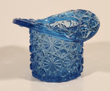 Vintage Fenton Daisy & Button Blue Glass Top Hat Vase