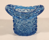 Vintage Fenton Daisy & Button Blue Glass Top Hat Vase