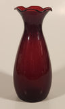 Vintage 1950s Anchor Hocking Ruffled Edge Royal Ruby Red 6 5/8" Glass Vase