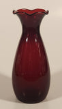 Vintage 1950s Anchor Hocking Ruffled Edge Royal Ruby Red 6 5/8" Glass Vase