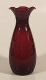 Vintage 1950s Anchor Hocking Ruffled Edge Royal Ruby Red 6 5/8" Glass Vase