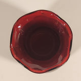 Vintage 1950s Anchor Hocking Ruffled Edge Royal Ruby Red 6 5/8" Glass Vase