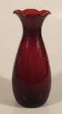 Vintage 1950s Anchor Hocking Ruffled Edge Royal Ruby Red 6 5/8" Glass Vase