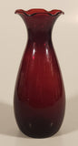 Vintage 1950s Anchor Hocking Ruffled Edge Royal Ruby Red 6 5/8" Glass Vase