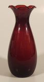 Vintage 1950s Anchor Hocking Ruffled Edge Royal Ruby Red 6 5/8" Glass Vase