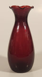 Vintage 1950s Anchor Hocking Ruffled Edge Royal Ruby Red 6 5/8" Glass Vase