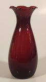 Vintage 1950s Anchor Hocking Ruffled Edge Royal Ruby Red 6 5/8" Glass Vase