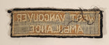 Rare Vintage West Vancouver Ambulance Embroidered Fabric Patch Badge