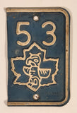Vintage 1953 British Columbia Blue and White Metal Vehicle License Plate Tag Renewal Add-On Section
