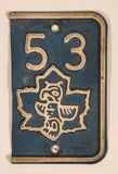 Vintage 1953 British Columbia Blue and White Metal Vehicle License Plate Tag Renewal Add-On Section