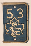 Vintage 1953 British Columbia Blue and White Metal Vehicle License Plate Tag Renewal Add-On Section