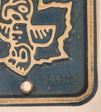 Vintage 1953 British Columbia Blue and White Metal Vehicle License Plate Tag Renewal Add-On Section