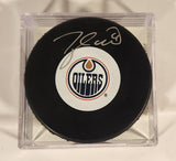 Taylor Hall NHL Edmonton Oilers Ice Hockey Puck with COA in Display Case
