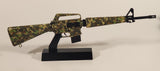 Rare GoatGuns "Digies" Colt M16A1 Assault Rifle Splattered Jungle Camo 1:3 Scale Heavy Metal Paperweight Desktop Model with Stand