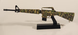 Rare GoatGuns "Digies" Colt M16A1 Assault Rifle Splattered Jungle Camo 1:3 Scale Heavy Metal Paperweight Desktop Model with Stand