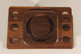 Vintage Decatur Industries Genuine Walnut Wood 6 Hole Pipe Rest Holder Tobacco Humidor