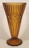 Vintage Art Nouveau Circles Arches Blurred Orange Amber 10" Heavy Glass Flower Vase