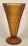 Vintage Art Nouveau Circles Arches Blurred Orange Amber 10" Heavy Glass Flower Vase