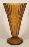 Vintage Art Nouveau Circles Arches Blurred Orange Amber 10" Heavy Glass Flower Vase