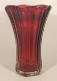 Vintage Anchor Hocking Ruby Red 8 3/8" Heavy Glass Flower Vase