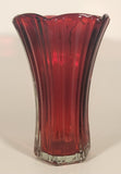 Vintage Anchor Hocking Ruby Red 8 3/8" Heavy Glass Flower Vase