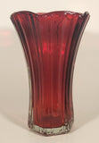 Vintage Anchor Hocking Ruby Red 8 3/8" Heavy Glass Flower Vase