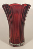 Vintage Anchor Hocking Ruby Red 8 3/8" Heavy Glass Flower Vase