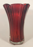 Vintage Anchor Hocking Ruby Red 8 3/8" Heavy Glass Flower Vase