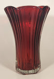 Vintage Anchor Hocking Ruby Red 8 3/8" Heavy Glass Flower Vase