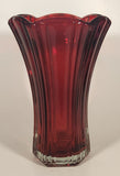 Vintage Anchor Hocking Ruby Red 8 3/8" Heavy Glass Flower Vase