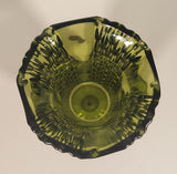 Vintage Waterfall Pattern Avocado Green 9 3/4" Heavy Glass Flower Vase