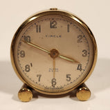 Vintage Circle 8 Days Small 1 3/4" Brass Desk Alarm Clock Made in Switzerland