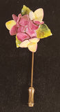 Vintage Dark Pink and White Flowers Floral Bone China Stick Pin