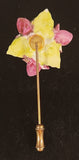 Vintage Dark Pink and White Flowers Floral Bone China Stick Pin