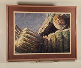 Vintage 1982 Robert Bateman "Young Elf Owl" 8 1/4" x 11 1/4" Art Print in 11 1/4" x 14" Pink Metal Frame