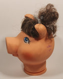 Pig Piggy Head with Brown Hair and Blue Eyes Doll Craft Head
